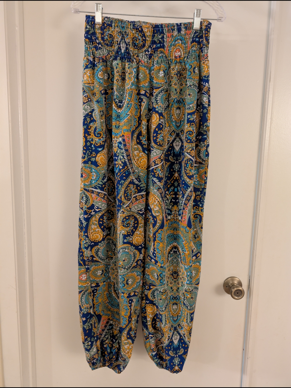 Gomorn Boho Elastic Waist Harem Pants - Blue & Teal